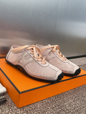 KIGA SNEAKER IN LIGHT PINK CROCHET KNIT AND CALFSKIN