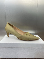 MY DD 25S HIGH HEEL 55MM IN KHAKI GOLD FABRIC GOLD LOGO