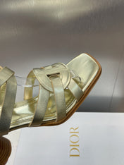 D-CLUB HIGH HEEL SLIDE 25S 80MM IN GOLD GLOSSY CALFSKIN
