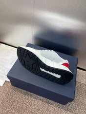 DIOR 25S D-RUN'N COUPLE SNEAKERS IN WHITE RED CALFSKIN AND MESH