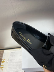 DIOR 25S LOAFER IN BLACK PATENT CALFSKIN AND GROSGRAIN