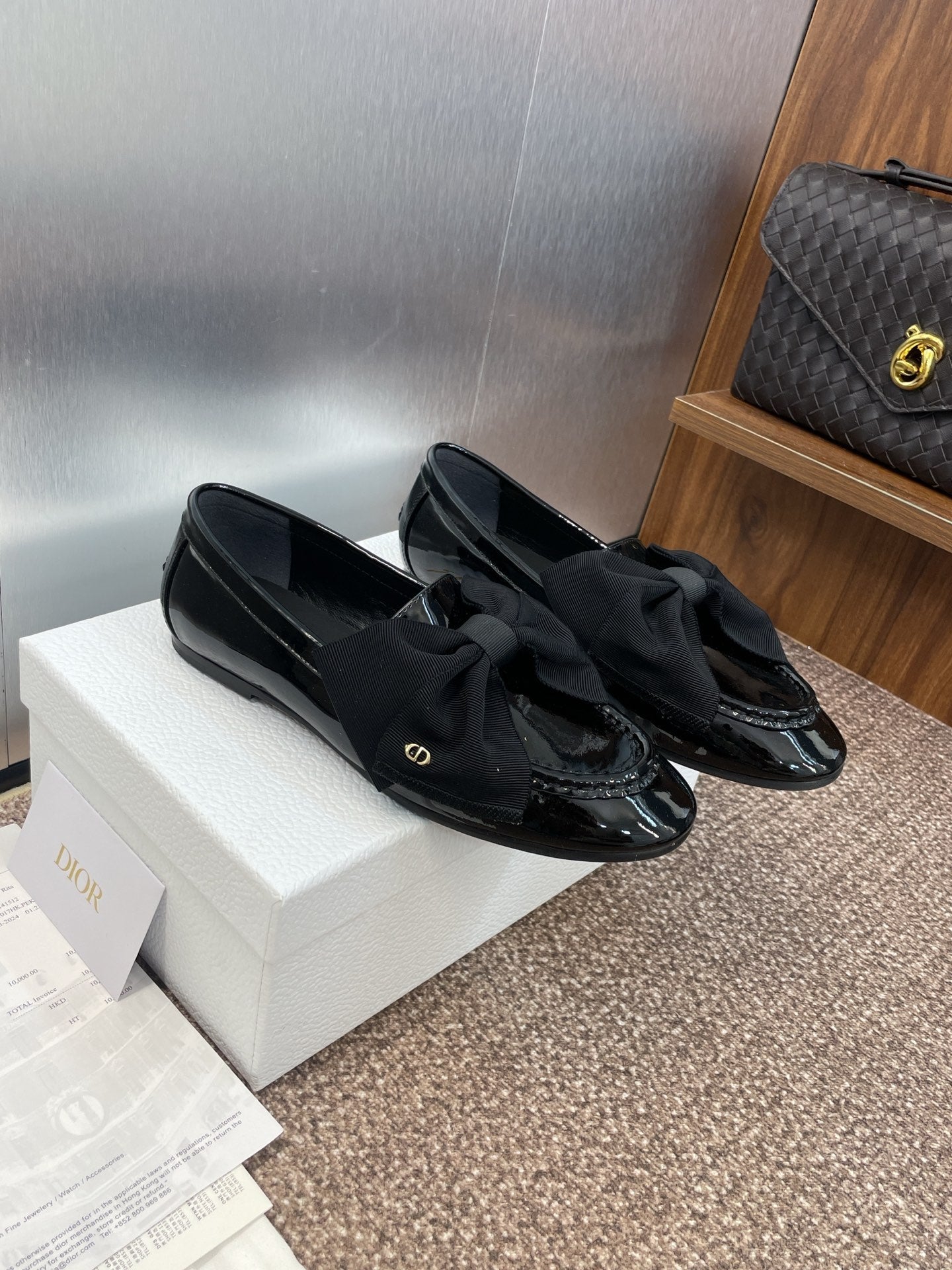 DIOR 25S LOAFER IN BLACK PATENT CALFSKIN AND GROSGRAIN