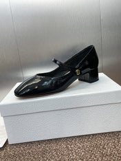 DIOR 25S ROUND-TOE MARY JANE BALLET FLATS IN BLACK CALFSKIN