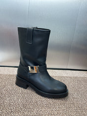 DIOR 25S D-QUEST BOOTS 45MM IN BLACK CALFSKIN