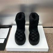 CELINE 26S ANKLE BOOTS 45 MM IN BLACK SUEDE AND WOOL