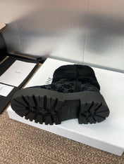 CELINE 26S ANKLE BOOTS 45 MM IN BLACK SUEDE AND WOOL