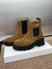 CELINE 26S ANKLE BOOTS 45 MM IN BROWN SUEDE