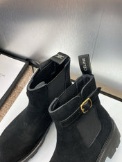 CELINE 26S ANKLE BOOTS 45 MM IN BLACK SUEDE