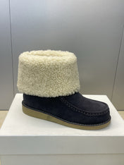 CHLOÉ 26S SHEARLING BOOTS IN CHARCOAL GREY SUEDE