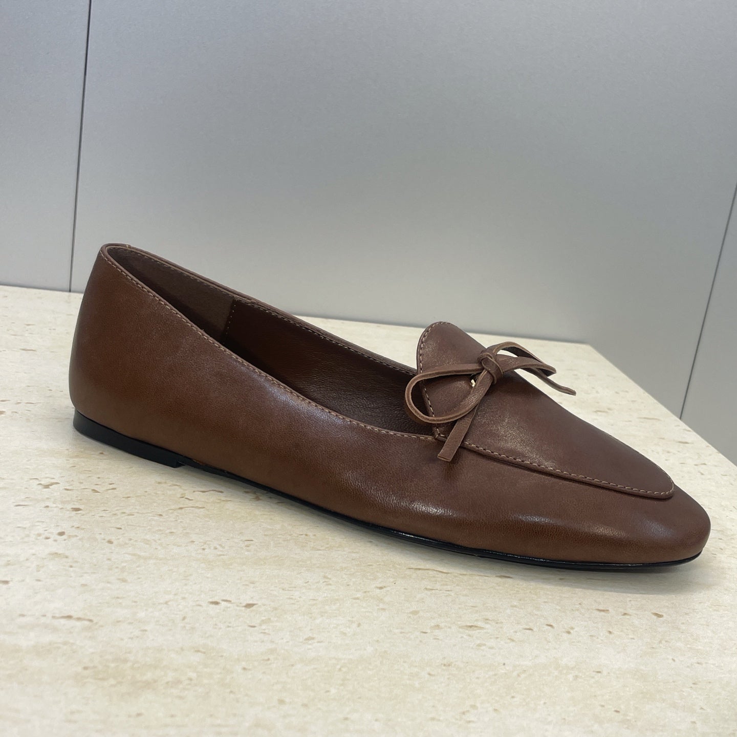 CELINE 26S BALLET FLATS IN DARK BROWN LAMBSKIN WITH BOW