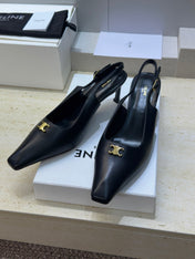 CELINE 26S SLINGBACK HEELS 65 MM IN BLACK CALFSKIN