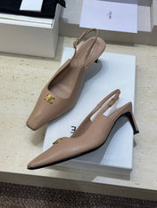CELINE 26S SLINGBACK HEELS 65 MM IN NUDE BEIGE CALFSKIN