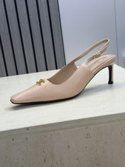 CELINE 26S SLINGBACK HEELS 65 MM IN NUDE BEIGE CALFSKIN