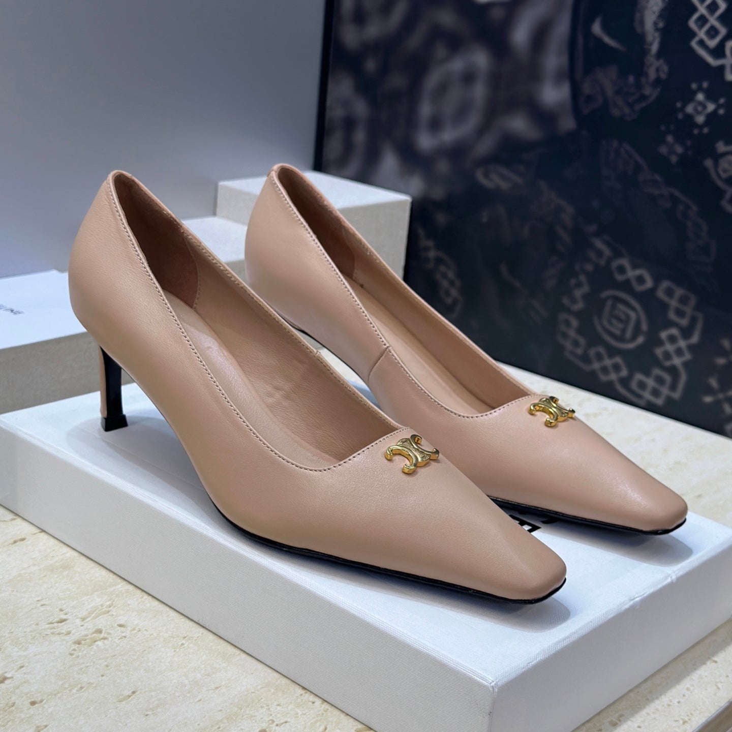 CELINE 26S HIGH HEELS 65 MM IN NUDE BEIGE CALFSKIN