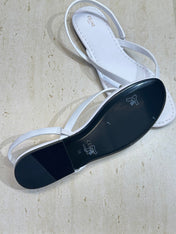 CELINE 26S THONG SANDALS IN WHITE CALFSKIN