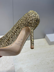JIMMY CHOO 26S HIGH HEELS 95 MM IN GOLD CRYSTAL-EMBELLISHED