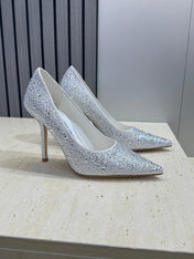 JIMMY CHOO 26S HIGH HEELS 95 MM IN SILVER CRYSTAL-EMBELLISHED