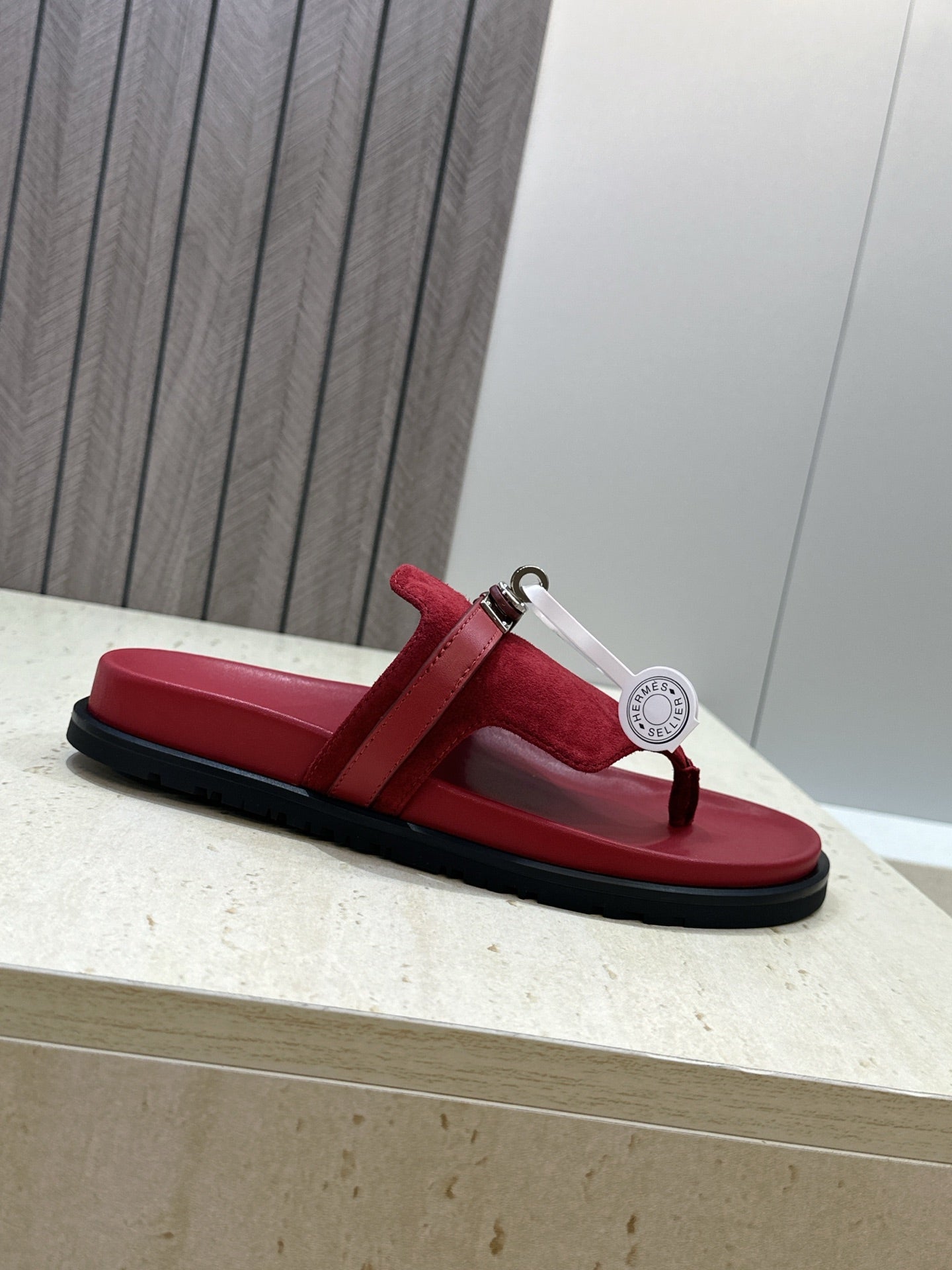 HM 26S EMPIRE SANDAL IN BURGUNDY RED SUEDE SILVER HARDWARE