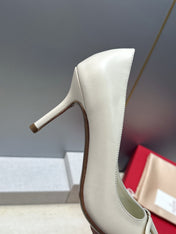 VALENTINO 26S HIGH HEELS 80 MM IN CREAM WHITE CALFSKIN