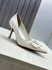VALENTINO 26S HIGH HEELS 80 MM IN CREAM WHITE CALFSKIN