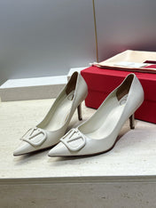 VALENTINO 26S HIGH HEELS 80 MM IN CREAM WHITE CALFSKIN