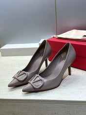 VALENTINO 26S HIGH HEELS 80 MM IN GREYISH BEIGE CALFSKIN