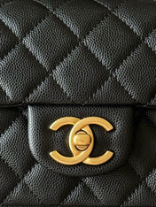 CHANEL 25S FLAP BAG 20 CM IN BLACK CAVIAR LEATHER WITH GOLD HARDWARE