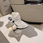 OPEN TOE STRAPPY HIGH HEEL IN WHITE CALFSKIN