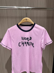 CC Embroidered Collared T-shirt Cotton