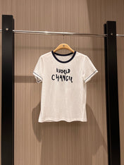 CC Embroidered Collared T-shirt Cotton