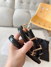 CELINE 25S BELT 18MM IN BLACK ELEGANT CHARM TAURILLON GOLD HARDWARE 585792