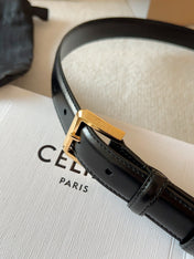 CELINE 25S BELT 25MM IN BLACK CALFSKIN GOLD HARDWARE 561796