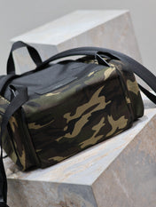 CITY MULTI-POCKET BACKPACK 42 IN CAMOUFLAGE PATTERN NYLON AND BLACK CALFSKIN