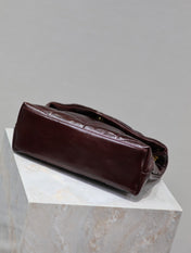 YSL 25S LOULOU PUFFER MEDIUM 29 IN DARK BURGUNDY CALFSKIN