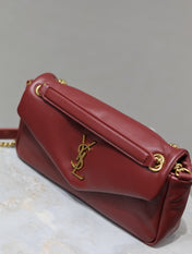 YSL 25S CALYPSO HANDBAG 26 IN BURGUNDY LAMBSKIN GOLD HARDWRE
