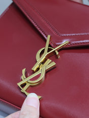 CASSANDRA MINI TOP HANDLE BAG 20 IN RED CALFSKIN GOLD HARDWARE