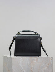 CASSANDRA MINI TOP HANDLE BAG 20 IN BLACK CALFSKIN GOLD HARDWARE