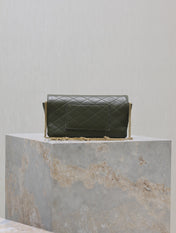 YSL 25S SAINT LAURENT GABY 19 IN DARK OLIVE QUILTED CALFSKIN GOLD HARDWRE