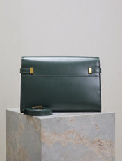 MANHATTAN MEDIUM 29 IN SACRAMENTO GREEN SMOOTH CALFSKIN GOLD BUCKLE