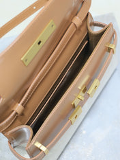 MANHATTAN SMALL 24 IN WHITE CANVAS AND BROWN CALFSKIN GOLD HARDWARE