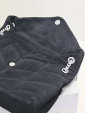 YSL 25S LOULOU PUFFER GM 35 IN BLACK SUEDE SILVER HARDWRE