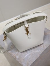 YSL 25S LE 37 BAG 20 IN DUSTY GRAY CALFSKIN GOLD HARDWARE