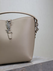 YSL 25S LE 37 BAG 20 IN DUSTY GRAY CALFSKIN SILVER HARDWARE