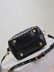 YSL 25S LE 37 BUCKET 15 IN BLACK SNAKE EMBOSSED CALFSKIN GOLD HARDWARE