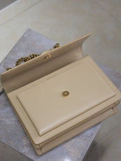 YSL 25S SUNSET BAG 22 IN NUDE CALFSKIN GOLD HARDWRE