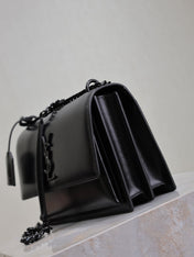 YSL 25S SUNSET BAG 22 IN BLACK CALFSKIN BLACK HARDWARE