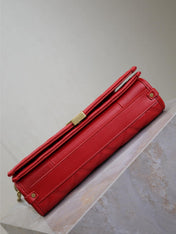 BECKY 25 IN RED QUILTED LAMBSKIN GOLD HARDWARE