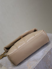 YSL 25S LOULOU PUFFER MINI 23 IN BROWN CALFSKIN GOLD HARDWRE