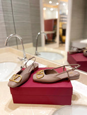 VALENTINO 26S SLINGBACK IN BEIGE PINK SMOOTH CALFSKIN