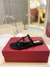 VALENTINO 26S ROCKSTUD CAGED SANDALS IN BLACK SMOOTH CALFSKIN